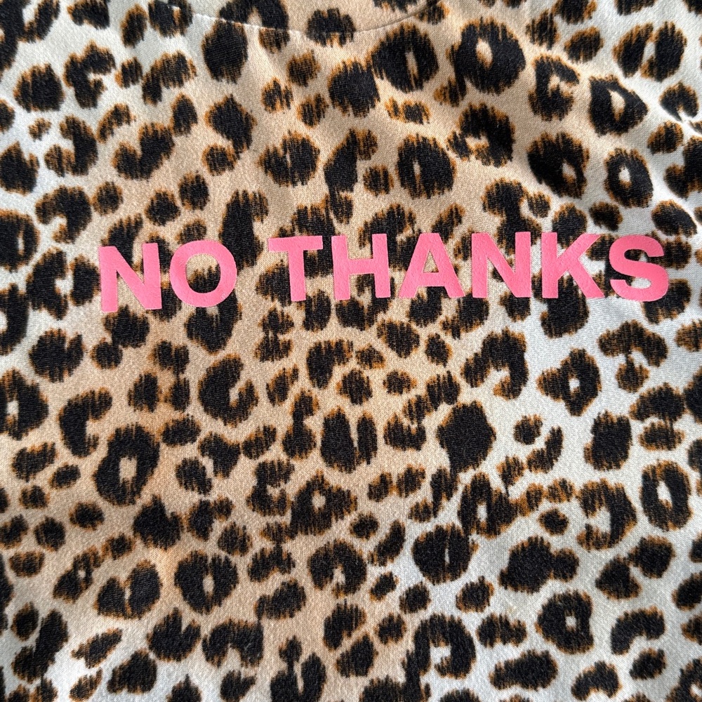 Girls Leopard Print Short Sleeve Top with Pink 'No Thanks' Graphic